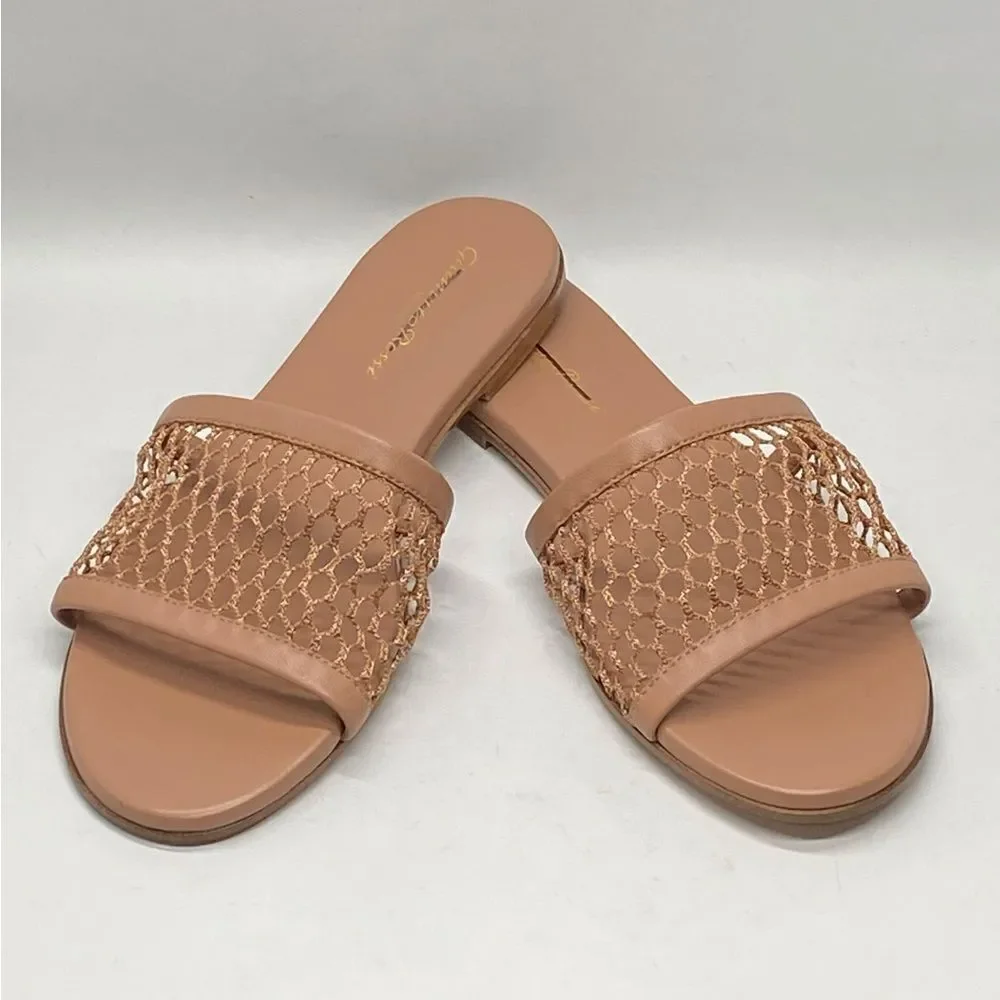 Gianvito Rossi Jamaica Mesh & Leather Slides size 38
